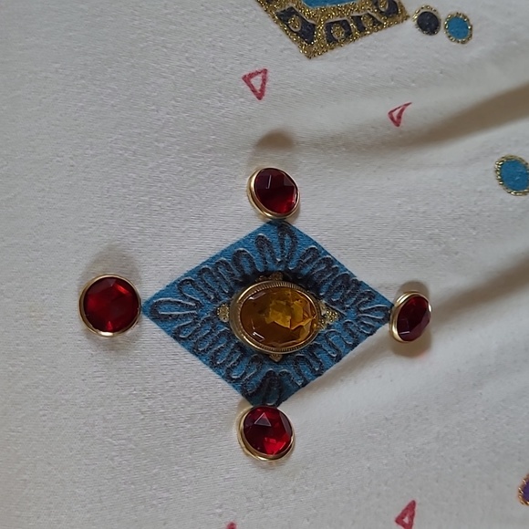 Womens vintage Teddi Sport sparkle gem pullover top with shoulder pads. - Picture 2 of 5